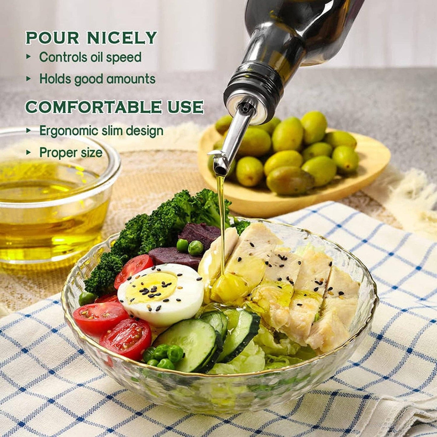 Glass Oil & Vinegar Dispenser Bottle – 500ml - Green