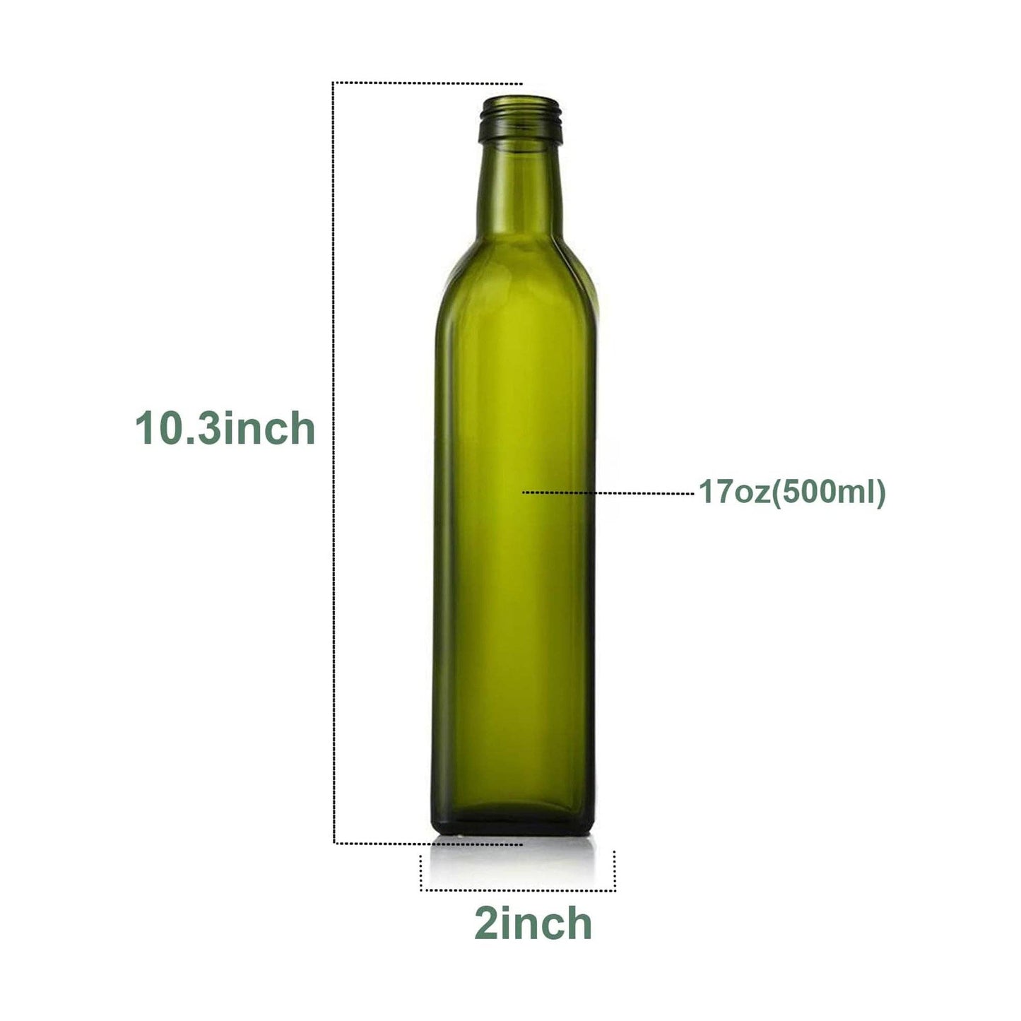 Glass Oil & Vinegar Dispenser Bottle – 500ml - Green