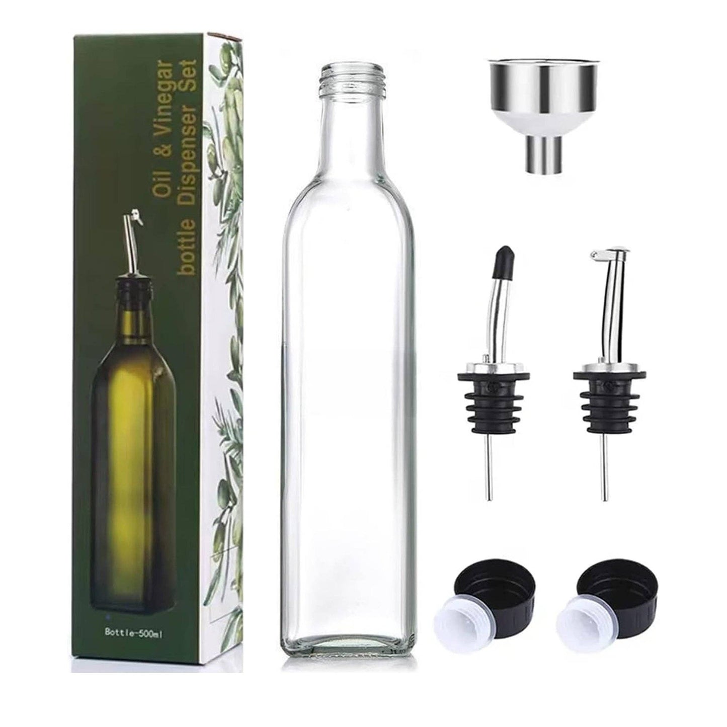 Glass Oil & Vinegar Dispenser Bottle – 500ml - Clear