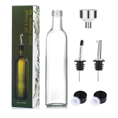 Glass Oil & Vinegar Dispenser Bottle – 500ml - Clear