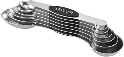 Set of 7 Stainless Steel Magnetic Measuring Spoon Set -Black