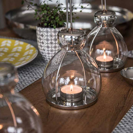 Bell Glass & Stainless Steel Tea Light Holder