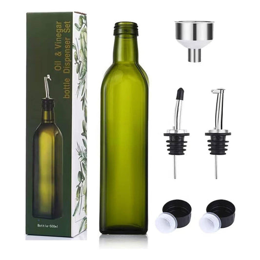Glass Oil & Vinegar Dispenser Bottle – 500ml - Green